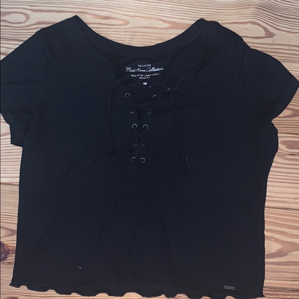 Black lace up shirt